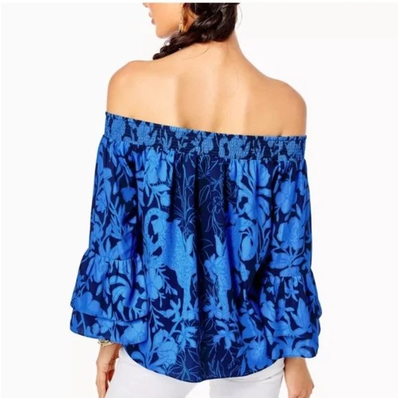 NEW Lilly Pulitzer Kaori off the shoulder Top Blouse sizs M - Picture 2 of 10